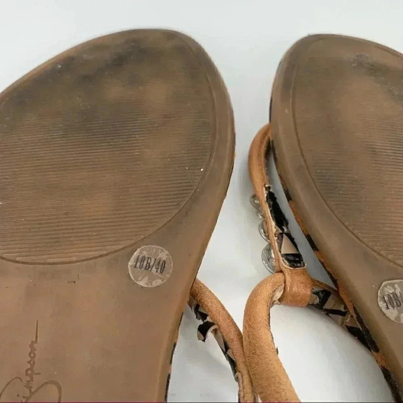 Jessica Simpson womens sandals size 10 40 brown gem t-strap flip flops - Picture 7 of 11